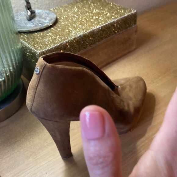 Michael Kors Tan Suede Heels Booties. Leather Size 9 Ankle Boot - Picture 2 of 16